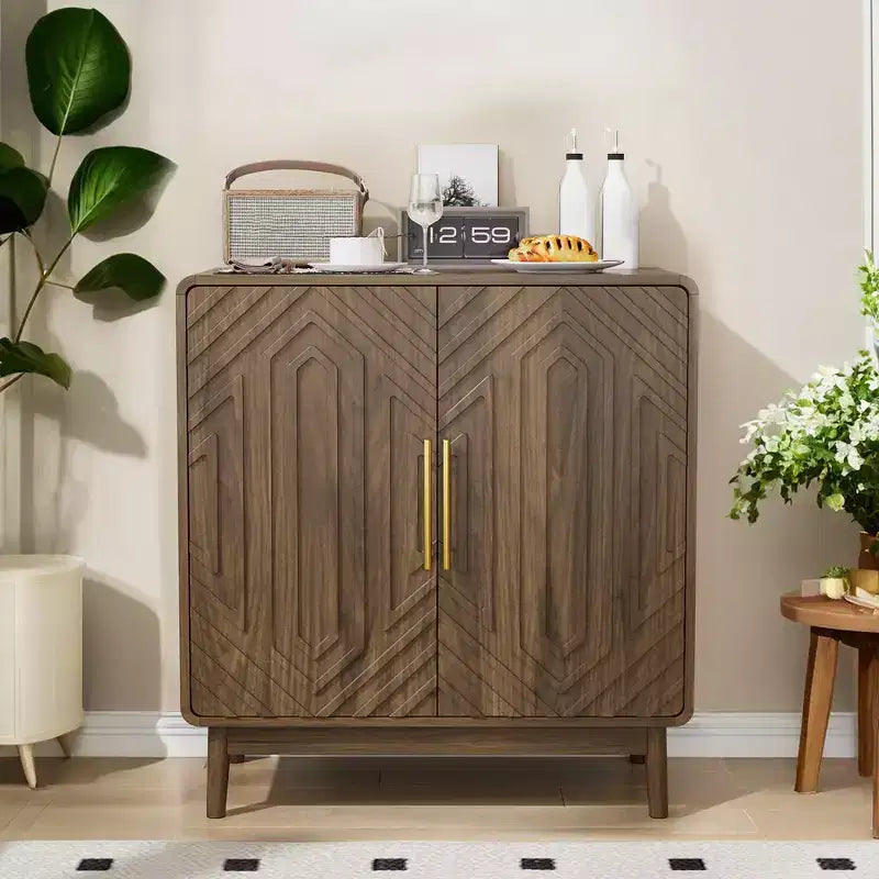31 pouces Buffet Vaisselier, Meuble de bar à café d'appoint avec étagère réglable, Table console d'entrée, Armoire de sol pour cuisine salon