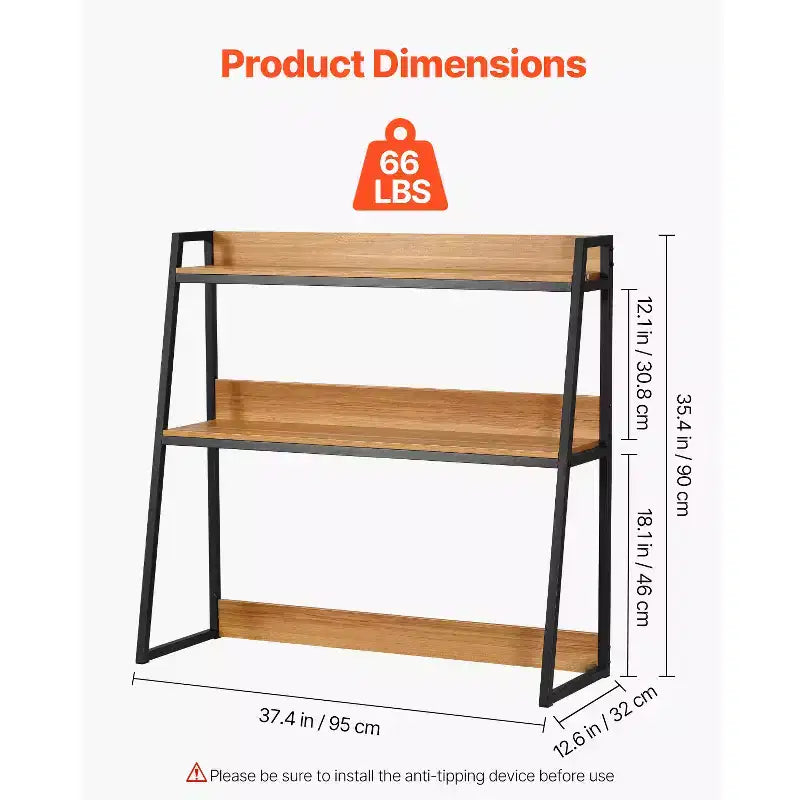 Étagère de Bureau à 2 Niveaux, Organisateur de Rangement de Bureau, 37,4 x 12,6 x 35,4, Meuble de Rangement pour Bureau, Marron