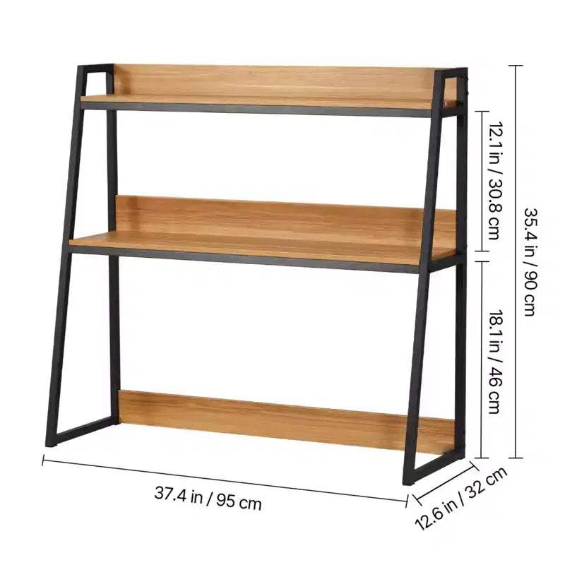 Étagère de Bureau à 2 Niveaux, Organisateur de Rangement de Bureau, 37,4 x 12,6 x 35,4, Meuble de Rangement pour Bureau, Marron
