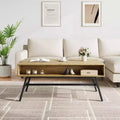 Table basse en bois, table basse de style moderne du milieu du siècle avec tiroir et étagère ouverte pour salon, bois naturel