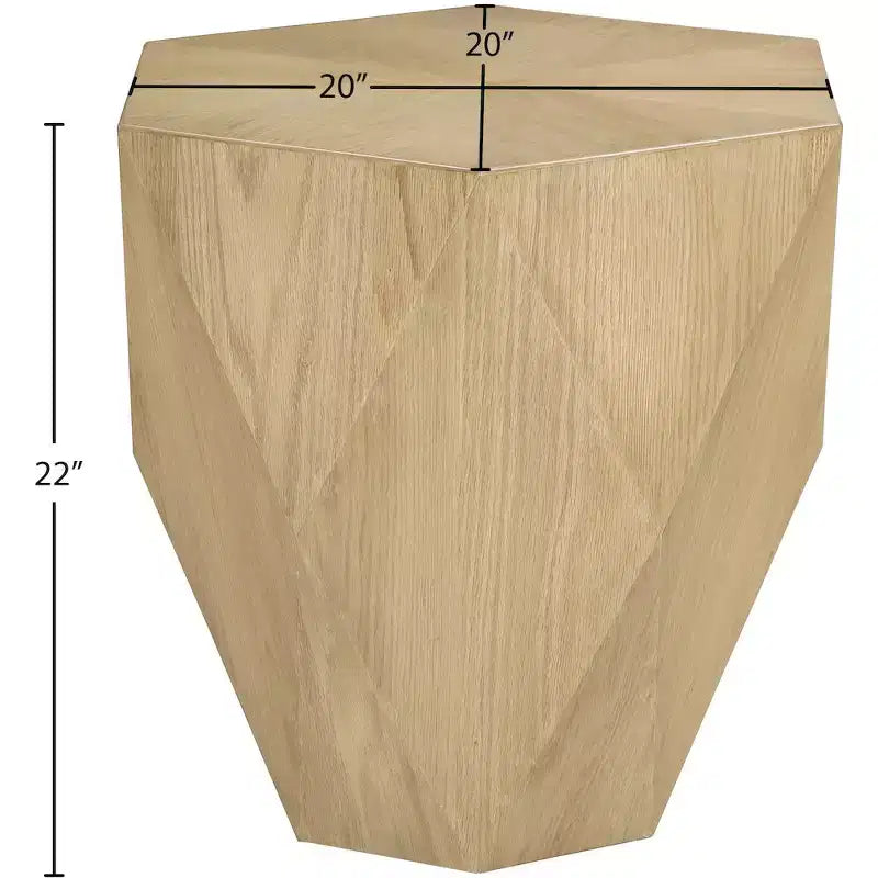 Table d'appoint en forme de losange, placage de chêne, finition brun foncé