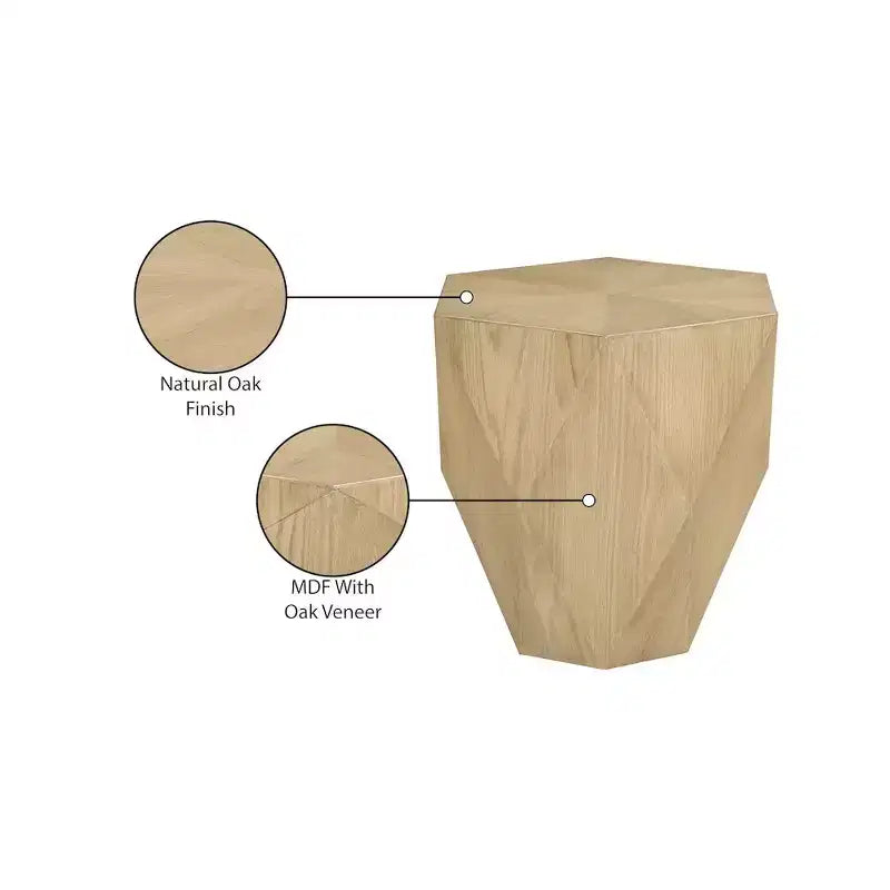 Table d'appoint en forme de losange, placage de chêne, finition brun foncé