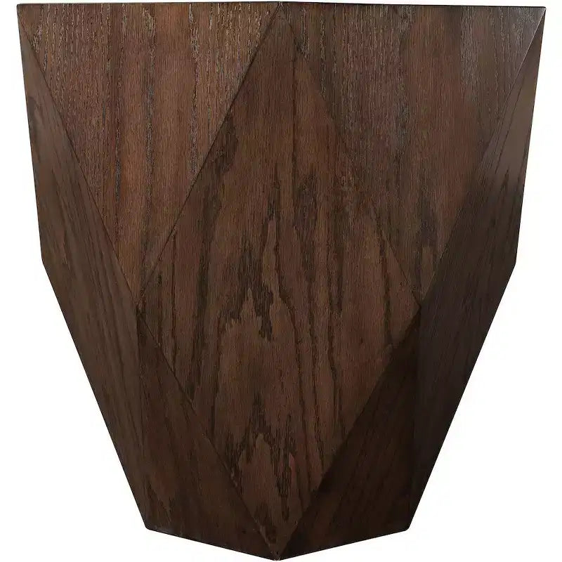 Table d'appoint en forme de losange, placage de chêne, finition brun foncé