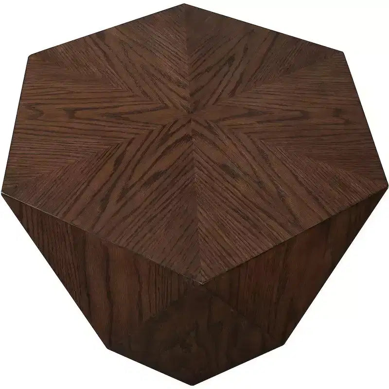 Table d'appoint en forme de losange, placage de chêne, finition brun foncé