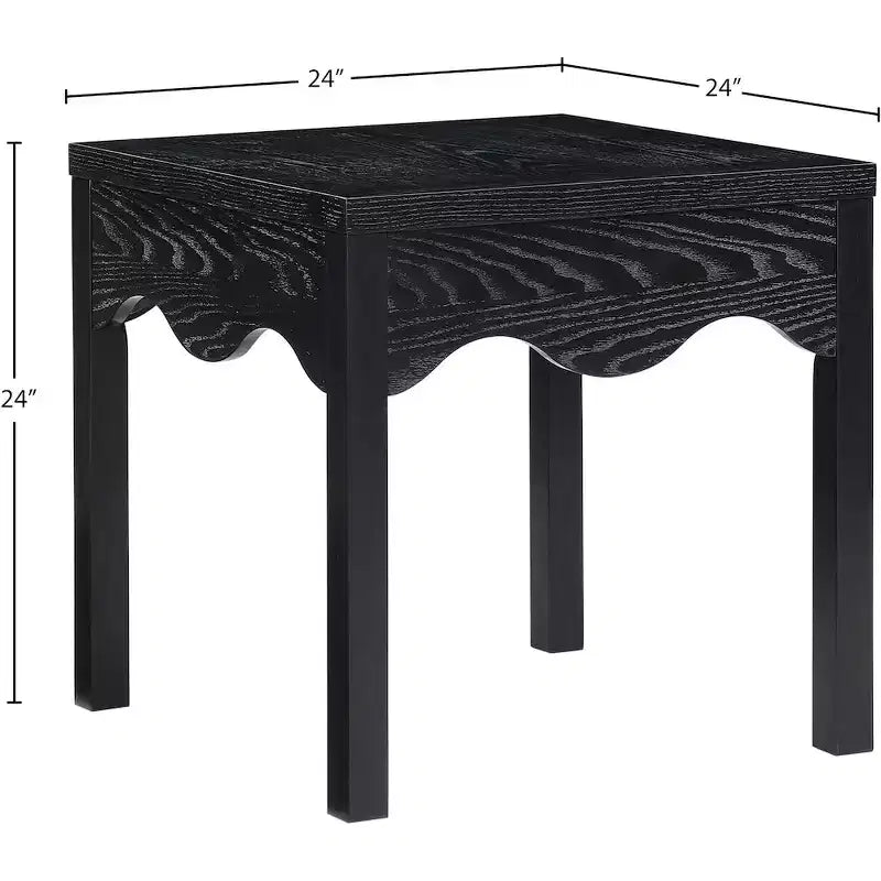 Guéridon en chêne noir avec tablier festonné