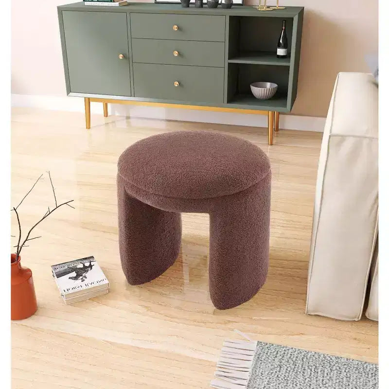 Ottoman/Tabouret en Tissu Fausse Fourrure Sherpa
