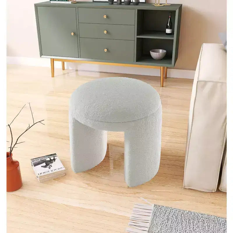 Ottoman/Tabouret en Tissu Fausse Fourrure Sherpa