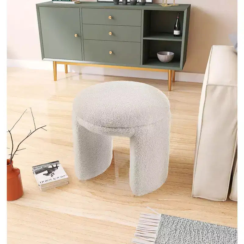 Ottoman/Tabouret en Tissu Fausse Fourrure Sherpa