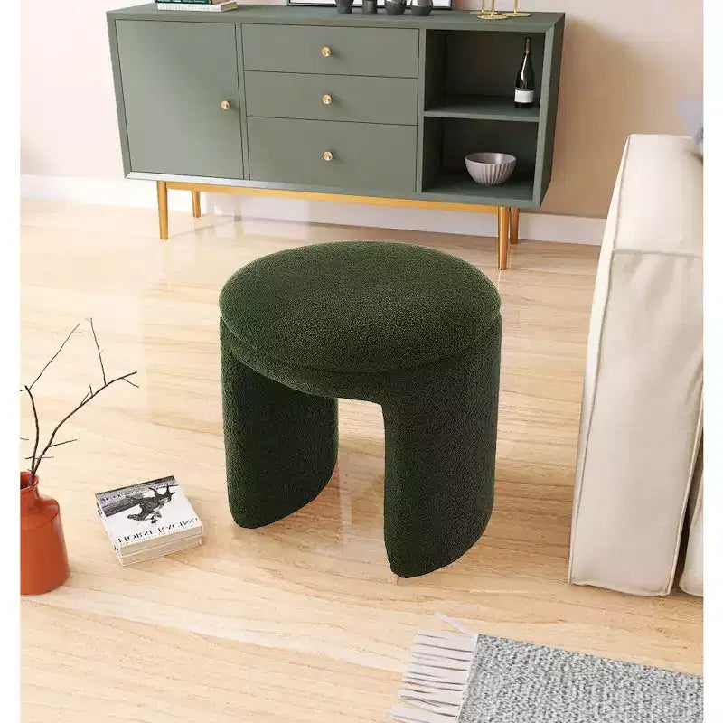 Ottoman/Tabouret en Tissu Fausse Fourrure Sherpa