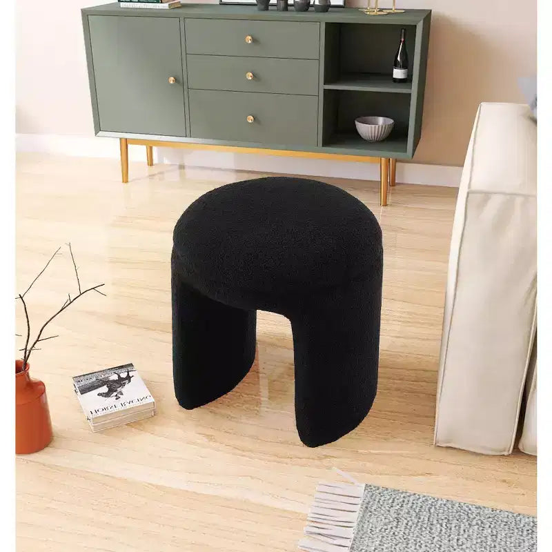 Ottoman/Tabouret en Tissu Fausse Fourrure Sherpa