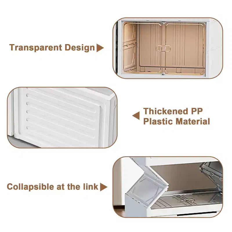 Boîte de rangement à chaussures pliable, armoires à chaussures empilables en plastique avec portes magnétiques, étagère à chaussures pour le salon