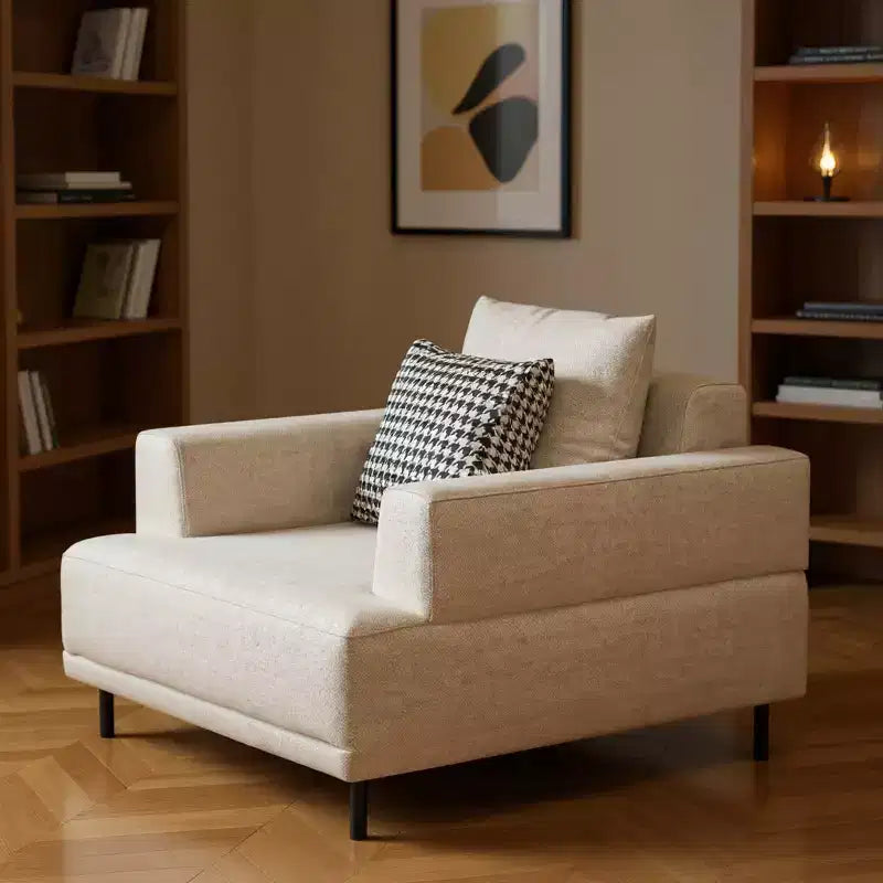 Fauteuil moderne surdimensionné de 103 cm, fauteuil d'appoint en coton et lin avec coussin à motifs
