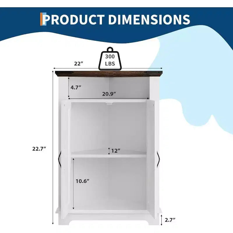 Petit meuble d'angle avec portes, pour salle de bain, cuisine, salon, blanc