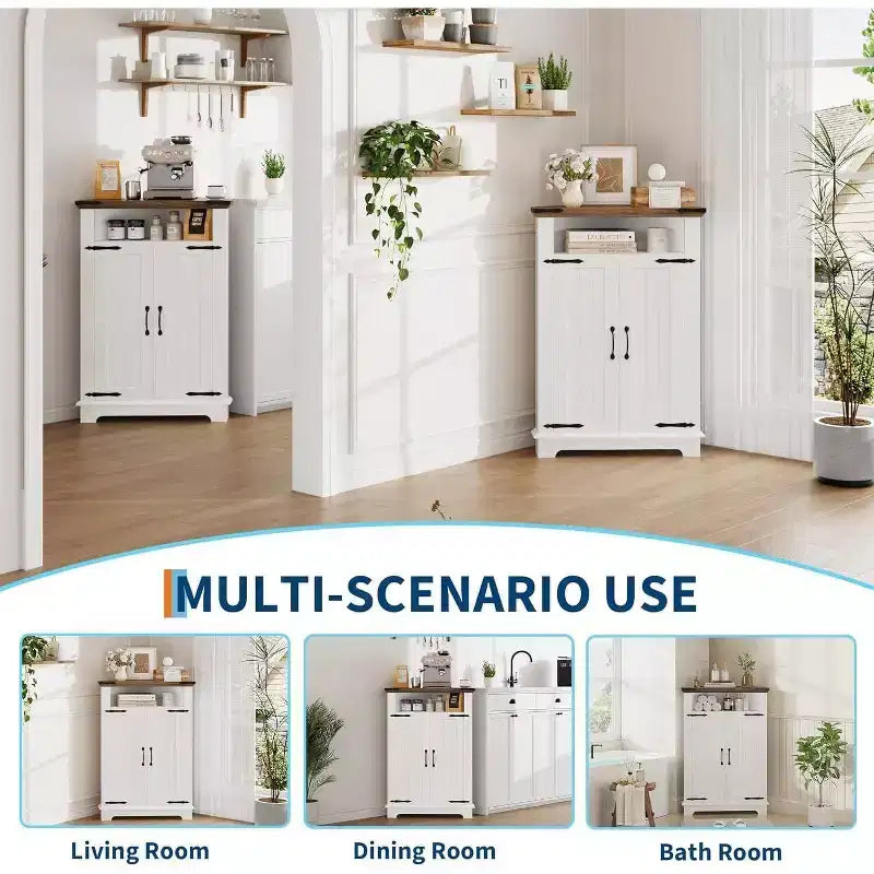 Petit meuble d'angle avec portes, pour salle de bain, cuisine, salon, blanc